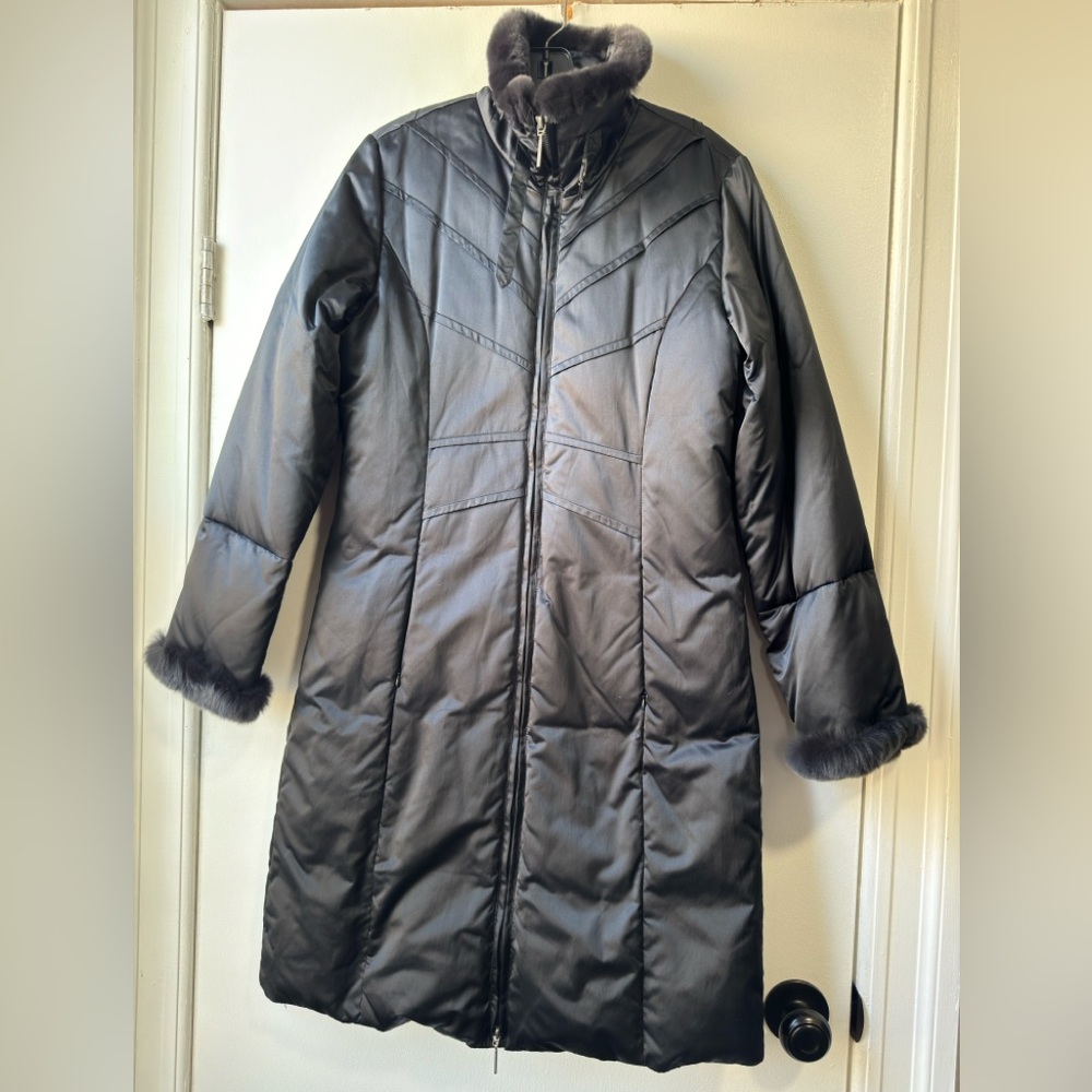 Via Spiga Women’s Puffer Coat with Faux Fur Trim